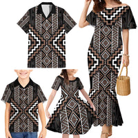 Classic Tukutuku Pattern Aotearoa Family Matching Mermaid Dress and Hawaiian Shirt Niho Taniwha and Puhoro Motifs LT7 - Polynesian Pride