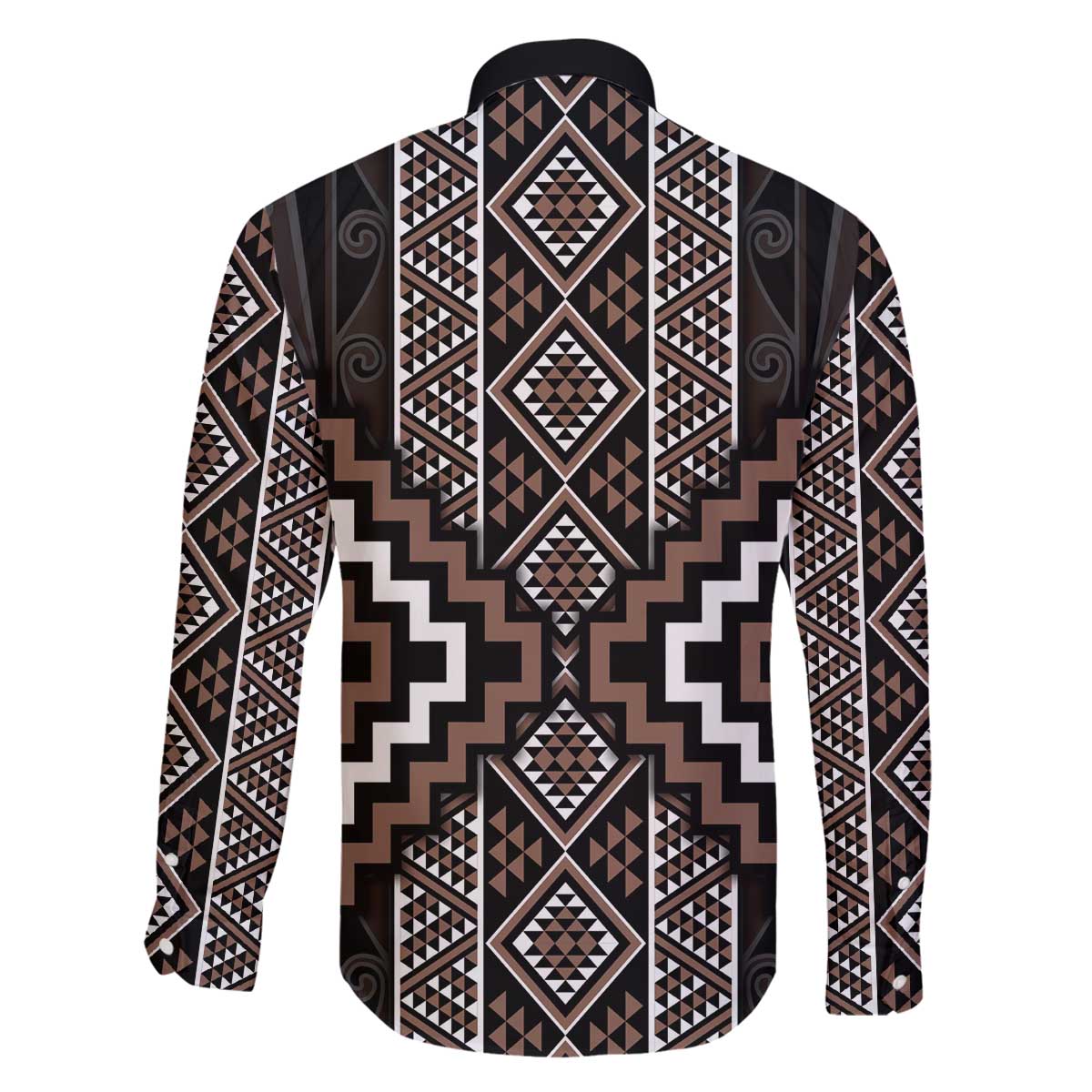 Classic Tukutuku Pattern Aotearoa Family Matching Off The Shoulder Long Sleeve Dress and Hawaiian Shirt Niho Taniwha and Puhoro Motifs LT7 - Polynesian Pride