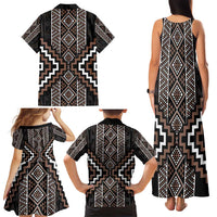 Classic Tukutuku Pattern Aotearoa Family Matching Tank Maxi Dress and Hawaiian Shirt Niho Taniwha and Puhoro Motifs LT7 - Polynesian Pride