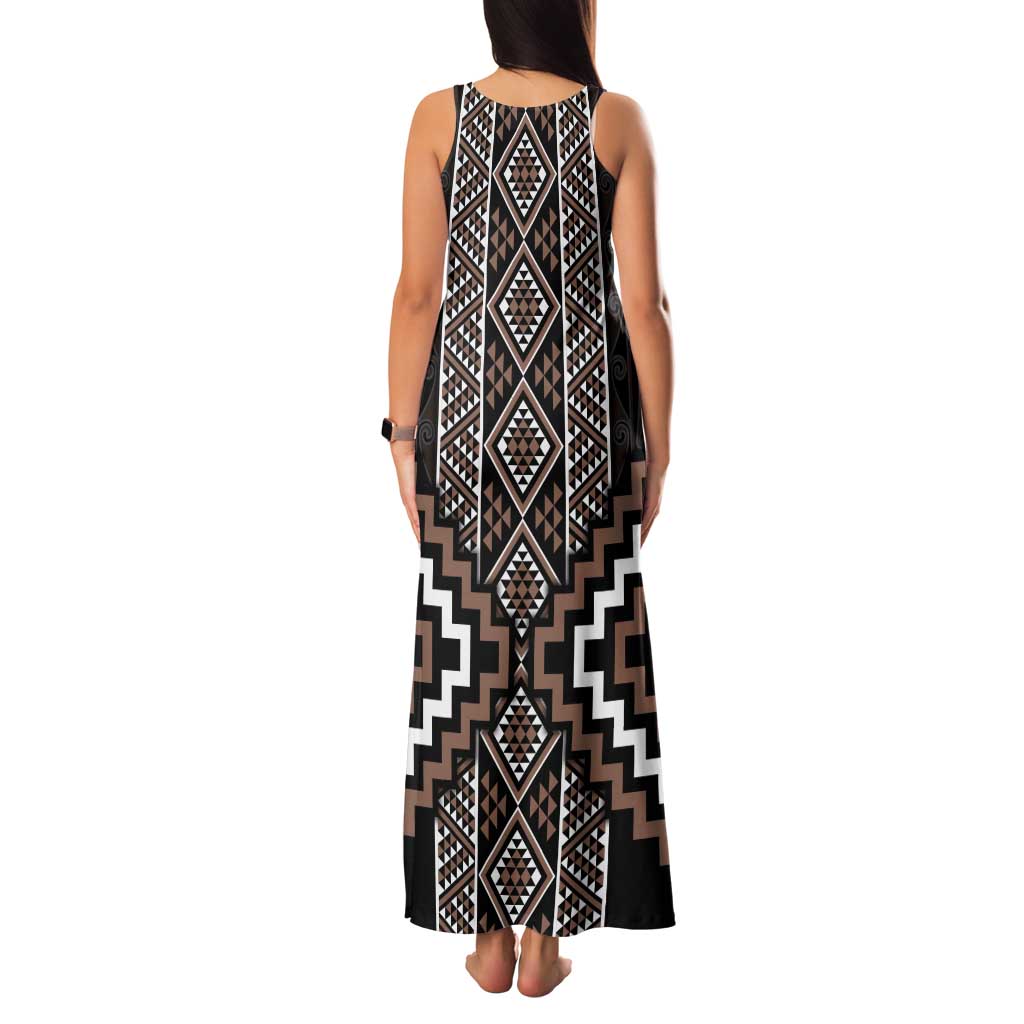 Classic Tukutuku Pattern Aotearoa Family Matching Tank Maxi Dress and Hawaiian Shirt Niho Taniwha and Puhoro Motifs LT7 - Polynesian Pride