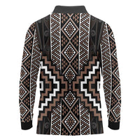 Classic Tukutuku Pattern Aotearoa Long Sleeve Polo Shirt Niho Taniwha and Puhoro Motifs