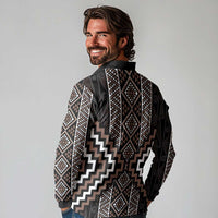 Classic Tukutuku Pattern Aotearoa Long Sleeve Polo Shirt Niho Taniwha and Puhoro Motifs
