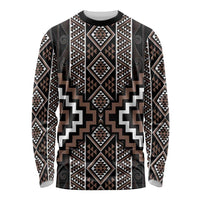 Classic Tukutuku Pattern Aotearoa Long Sleeve Shirt Niho Taniwha and Puhoro Motifs
