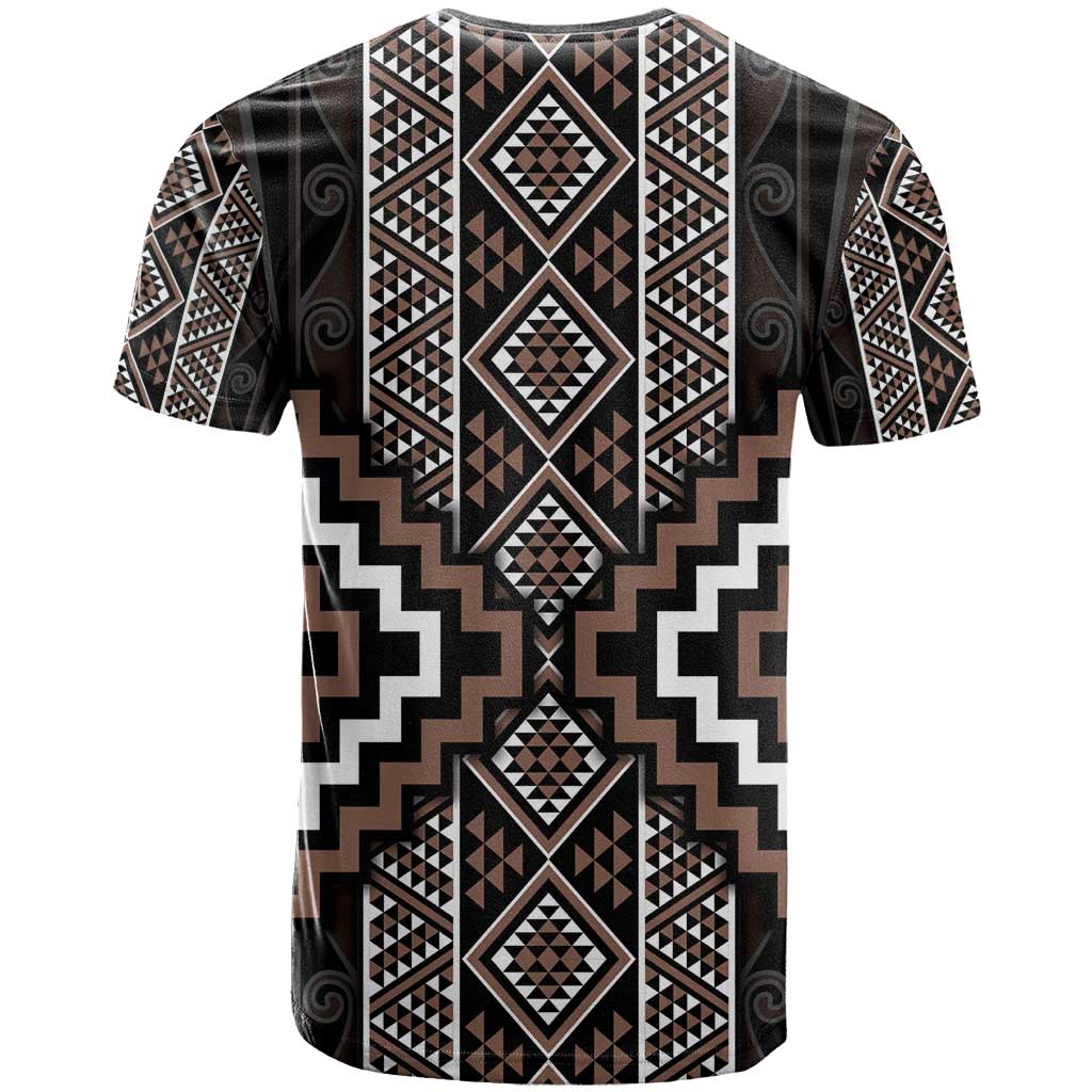 Classic Tukutuku Pattern Aotearoa T Shirt Niho Taniwha and Puhoro Motifs