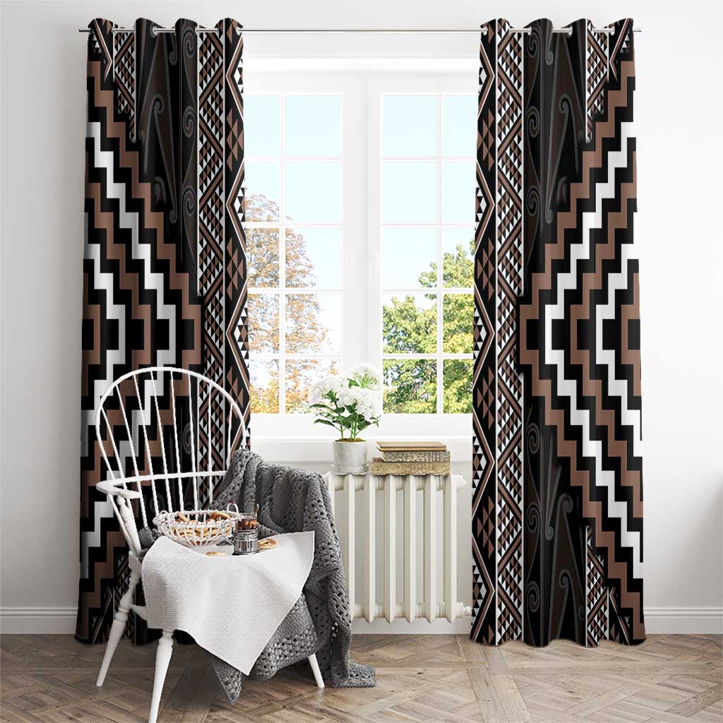 Classic Tukutuku Pattern Aotearoa Window Curtain Niho Taniwha and Puhoro Motifs