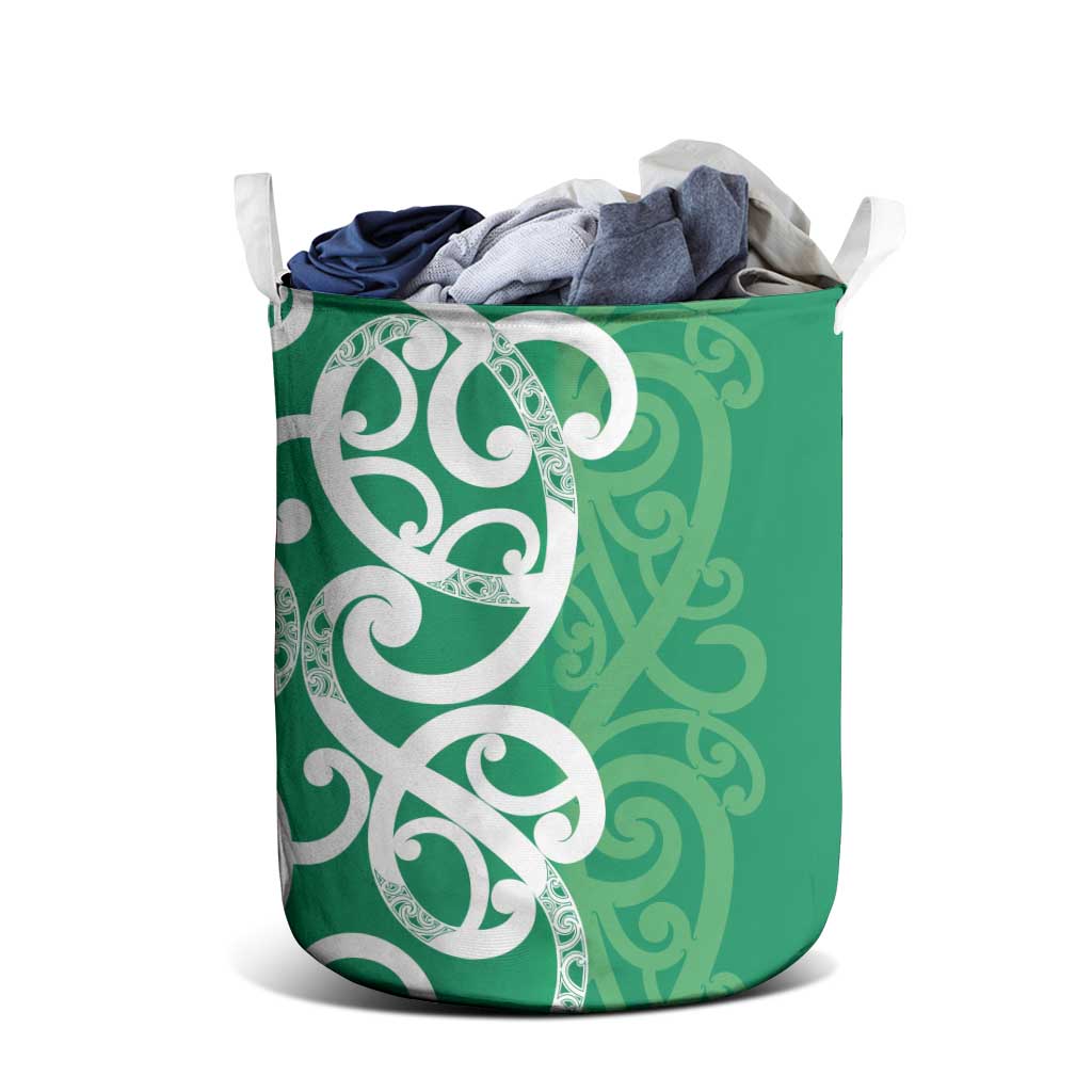 Pounamu Green Maori Laundry Basket Koru Kowhaiwhai - Polynesian Pride