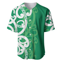 Pounamu Green Maori Baseball Jersey Koru Kowhaiwhai - Polynesian Pride