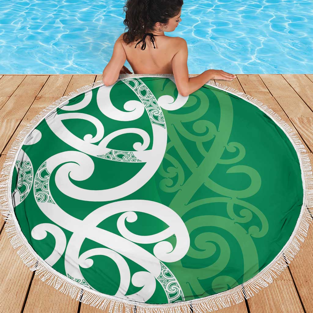 Pounamu Green Maori Beach Blanket Koru Kowhaiwhai - Polynesian Pride