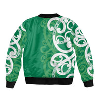 Pounamu Green Maori Bomber Jacket Koru Kowhaiwhai - Polynesian Pride