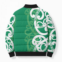 Pounamu Green Maori Bomber Puffer Jacket Koru Kowhaiwhai - Polynesian Pride