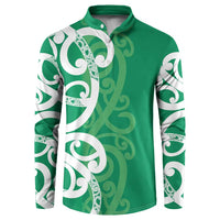 Pounamu Green Maori Button Sweatshirt Koru Kowhaiwhai - Polynesian Pride