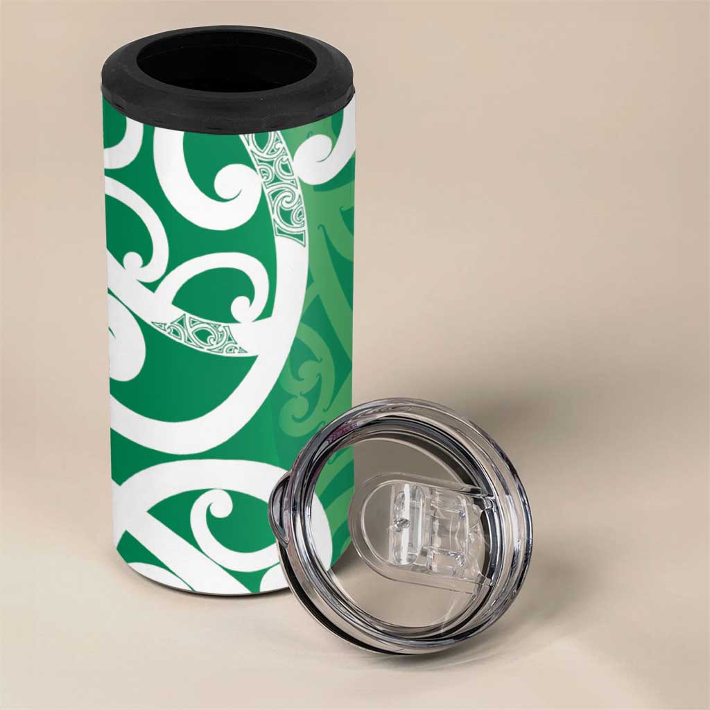 Pounamu Green Maori 4 in 1 Can Cooler Tumbler Koru Kowhaiwhai - Polynesian Pride