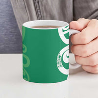Pounamu Green Maori Ceramic Mug Koru Kowhaiwhai - Polynesian Pride