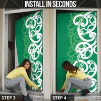 Pounamu Green Maori Door Cover Koru Kowhaiwhai - Polynesian Pride