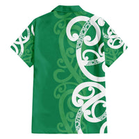 Pounamu Green Maori Family Matching Off The Shoulder Long Sleeve Dress and Hawaiian Shirt Koru Kowhaiwhai LT7 - Polynesian Pride