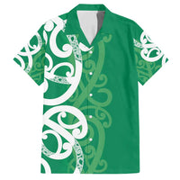 Pounamu Green Maori Family Matching Off Shoulder Short Dress and Hawaiian Shirt Koru Kowhaiwhai LT7 Dad's Shirt - Short Sleeve Green - Polynesian Pride