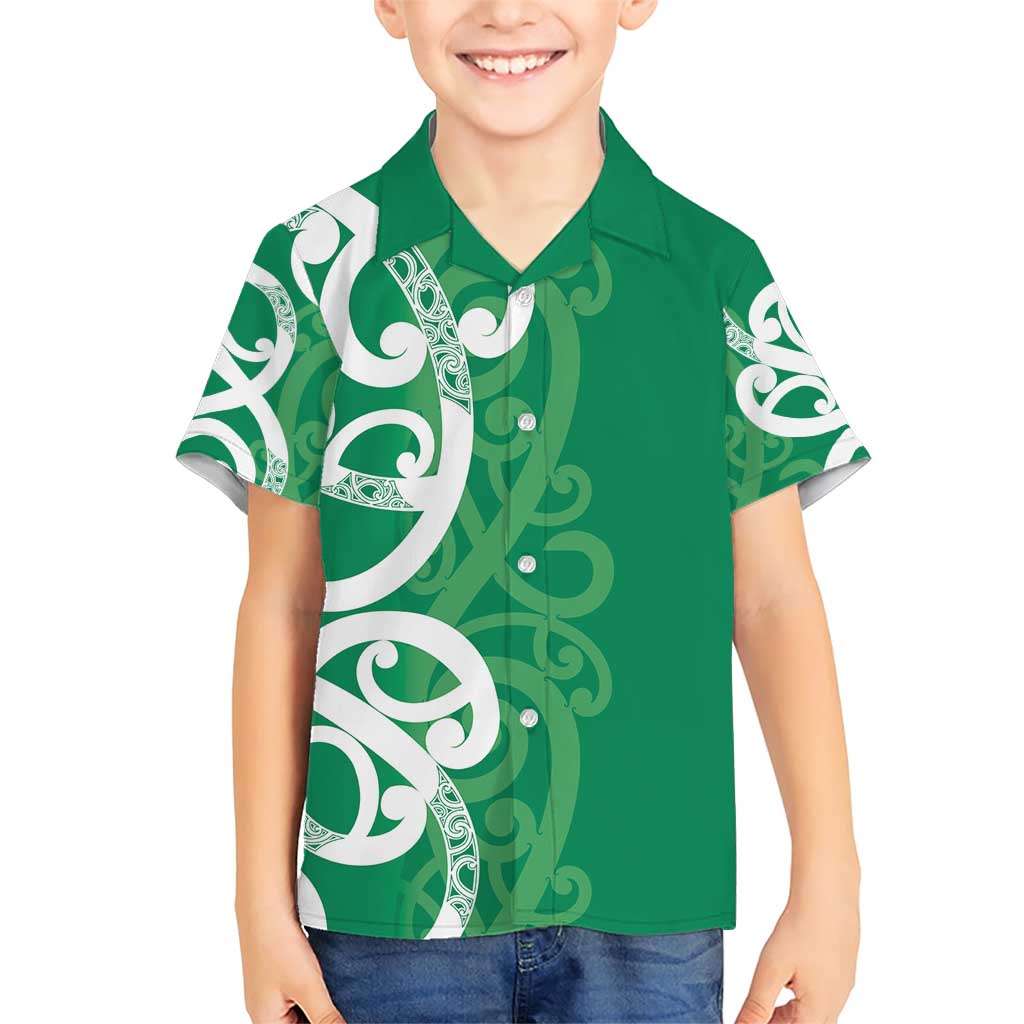Pounamu Green Maori Family Matching Short Sleeve Bodycon Dress and Hawaiian Shirt Koru Kowhaiwhai LT7 Son's Shirt Green - Polynesian Pride