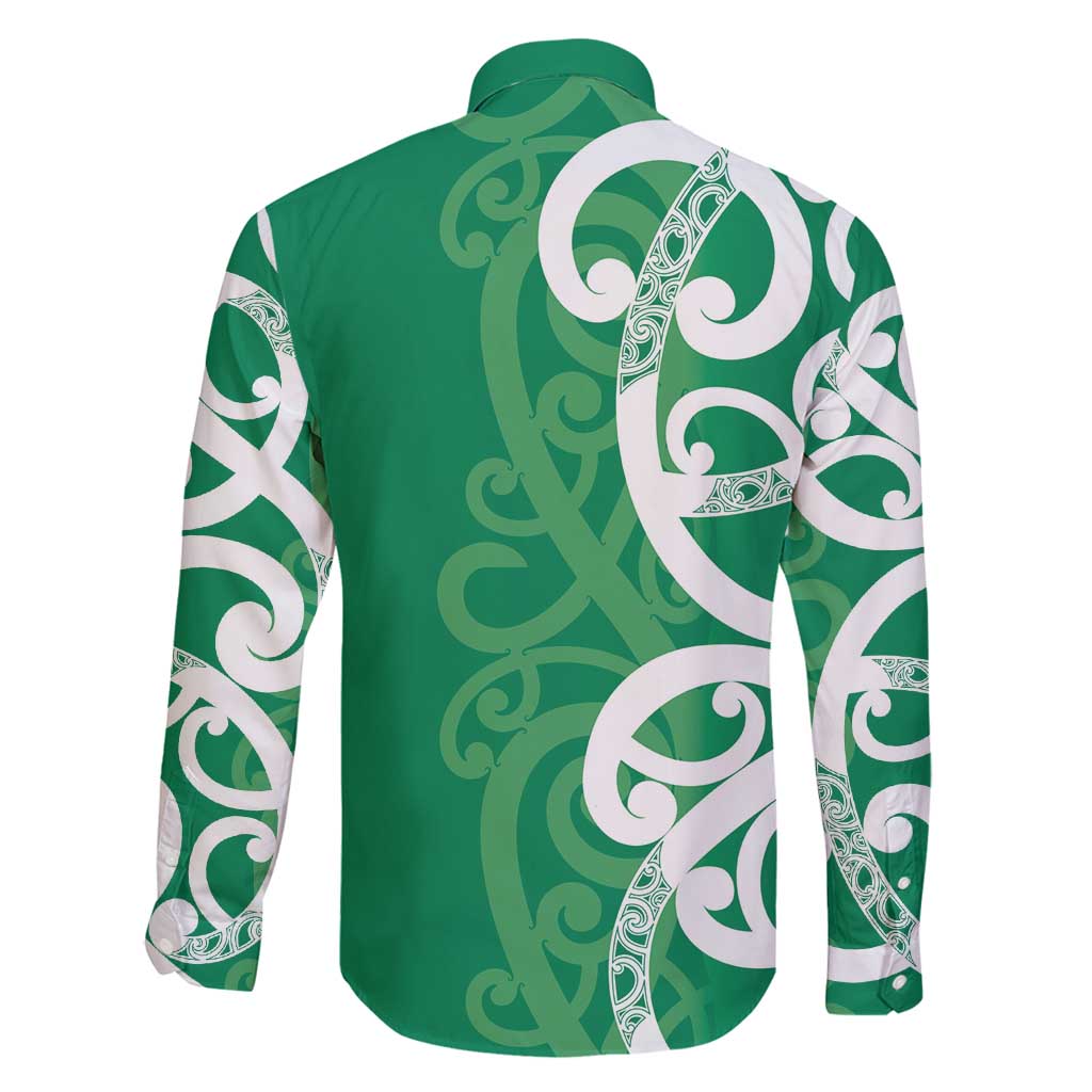 Pounamu Green Maori Family Matching Tank Maxi Dress and Hawaiian Shirt Koru Kowhaiwhai LT7 - Polynesian Pride
