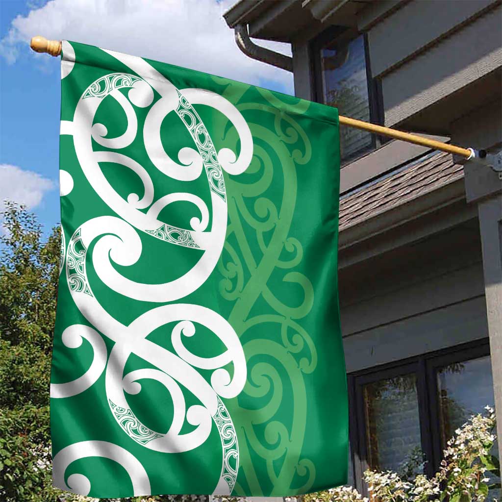 Pounamu Green Maori Garden Flag Koru Kowhaiwhai - Polynesian Pride
