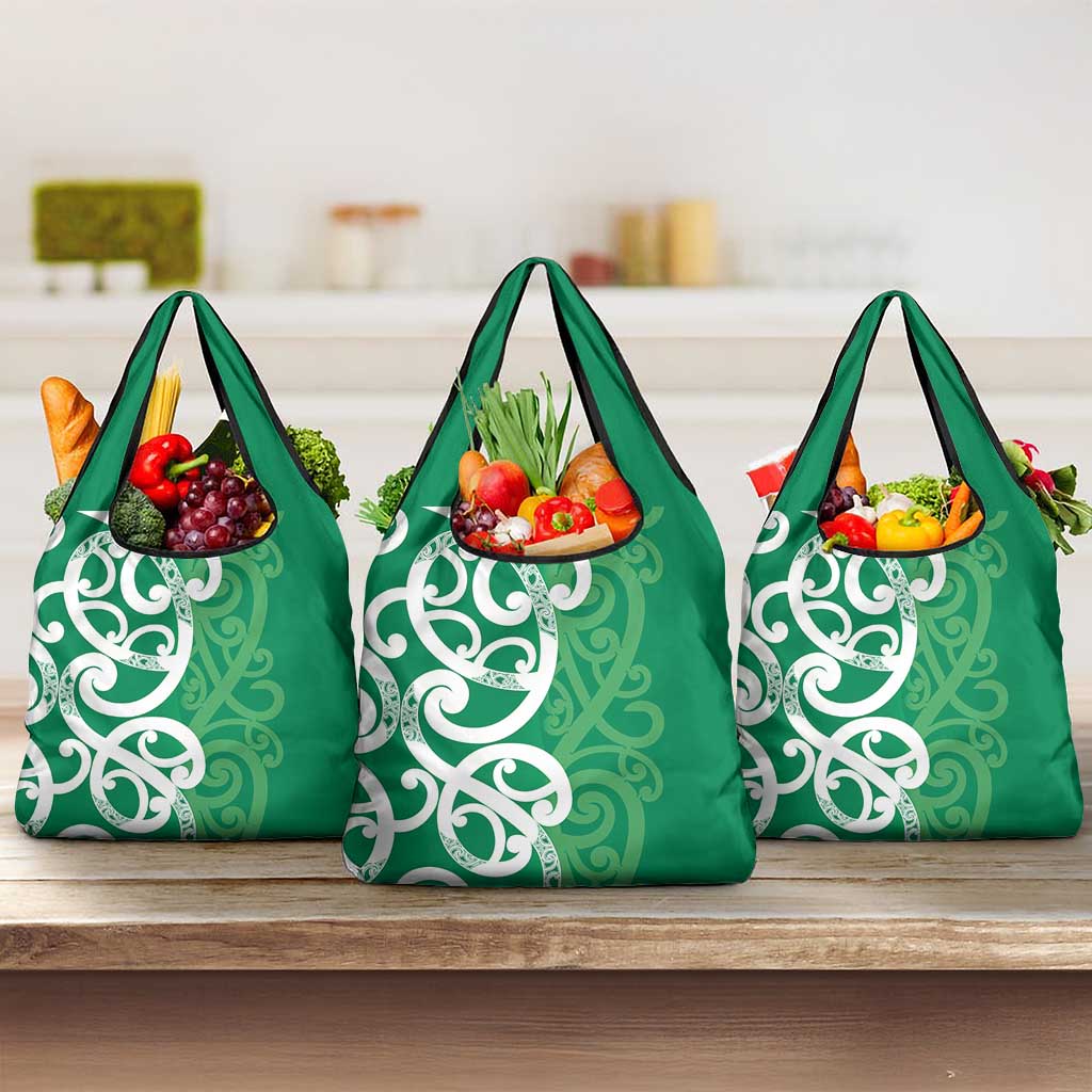 Pounamu Green Maori Grocery Bag Koru Kowhaiwhai - Polynesian Pride