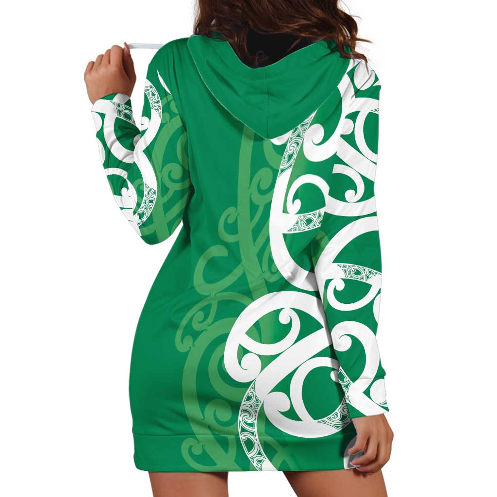 Pounamu Green Maori Hoodie Dress Koru Kowhaiwhai - Polynesian Pride