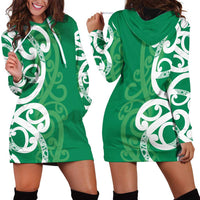 Pounamu Green Maori Hoodie Dress Koru Kowhaiwhai - Polynesian Pride