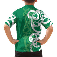 Pounamu Green Maori Kid Hawaiian Shirt Koru Kowhaiwhai - Polynesian Pride
