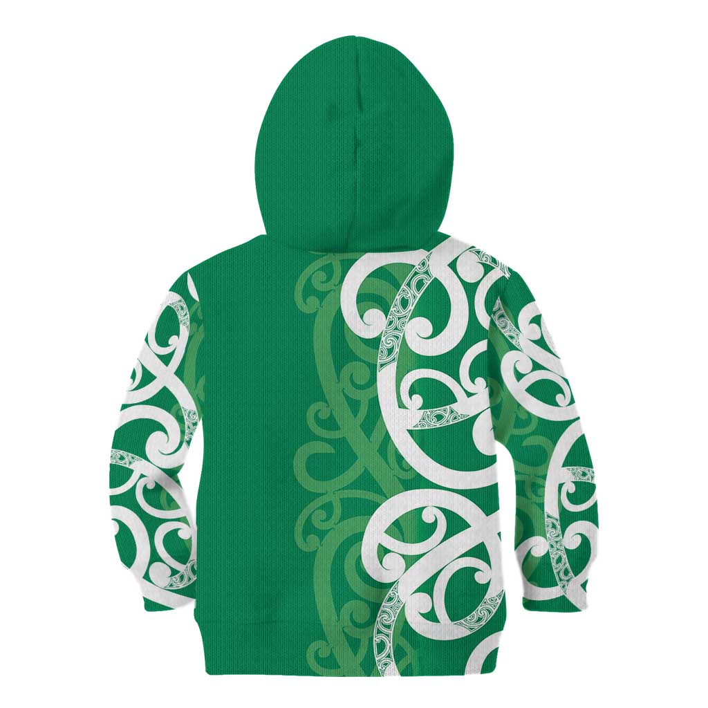 Pounamu Green Maori Kid Hoodie Koru Kowhaiwhai - Polynesian Pride
