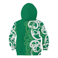 Pounamu Green Maori Kid Hoodie Koru Kowhaiwhai - Polynesian Pride