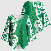 Pounamu Green Maori Kimono Sleeve Blouse Koru Kowhaiwhai - Polynesian Pride