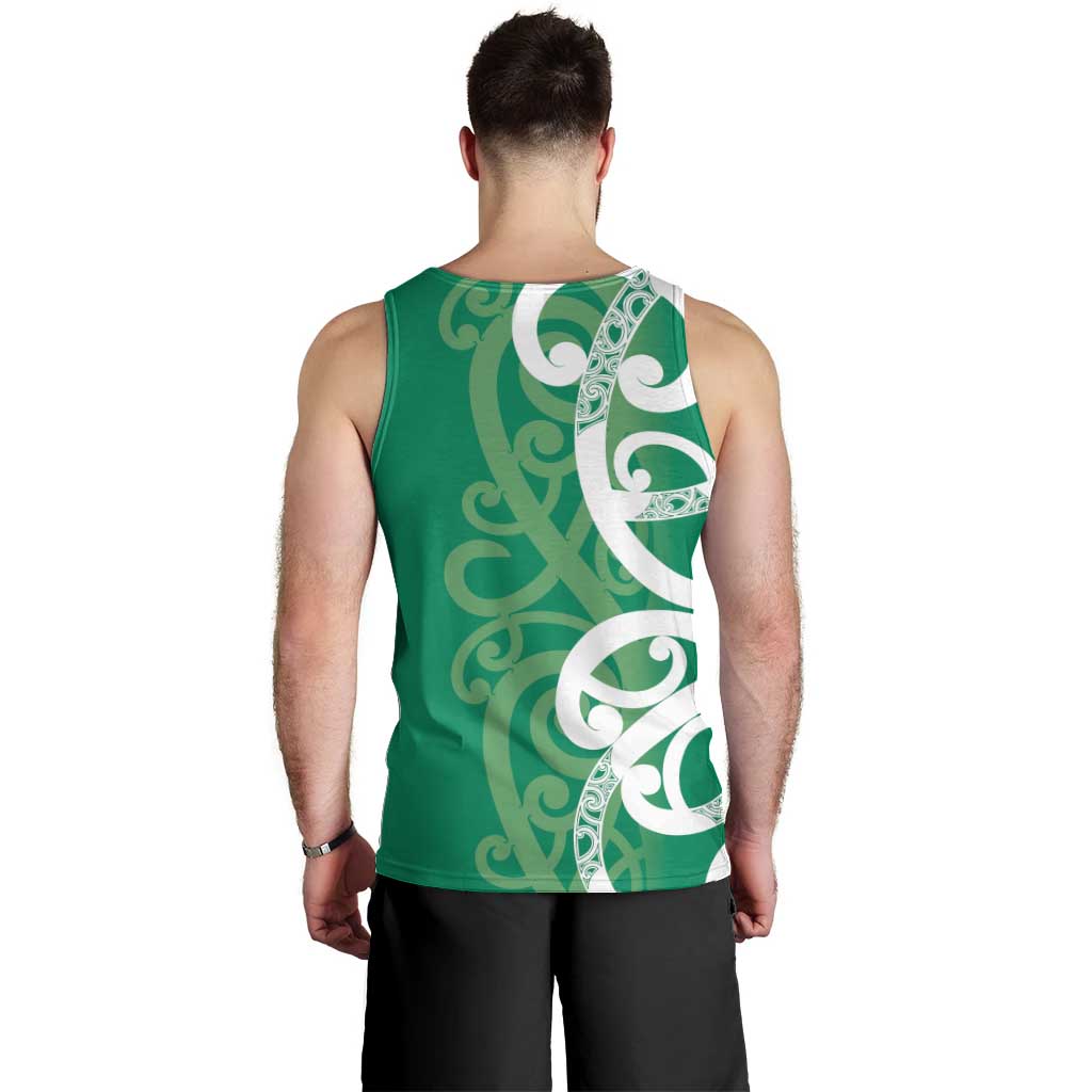Pounamu Green Maori Men Tank Top Koru Kowhaiwhai - Polynesian Pride