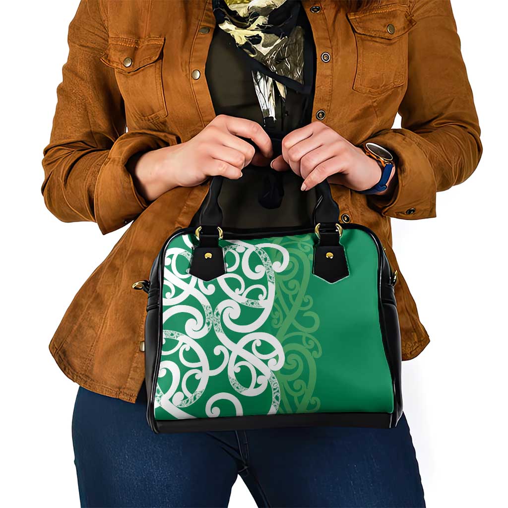 Pounamu Green Maori Shoulder Handbag Koru Kowhaiwhai - Polynesian Pride