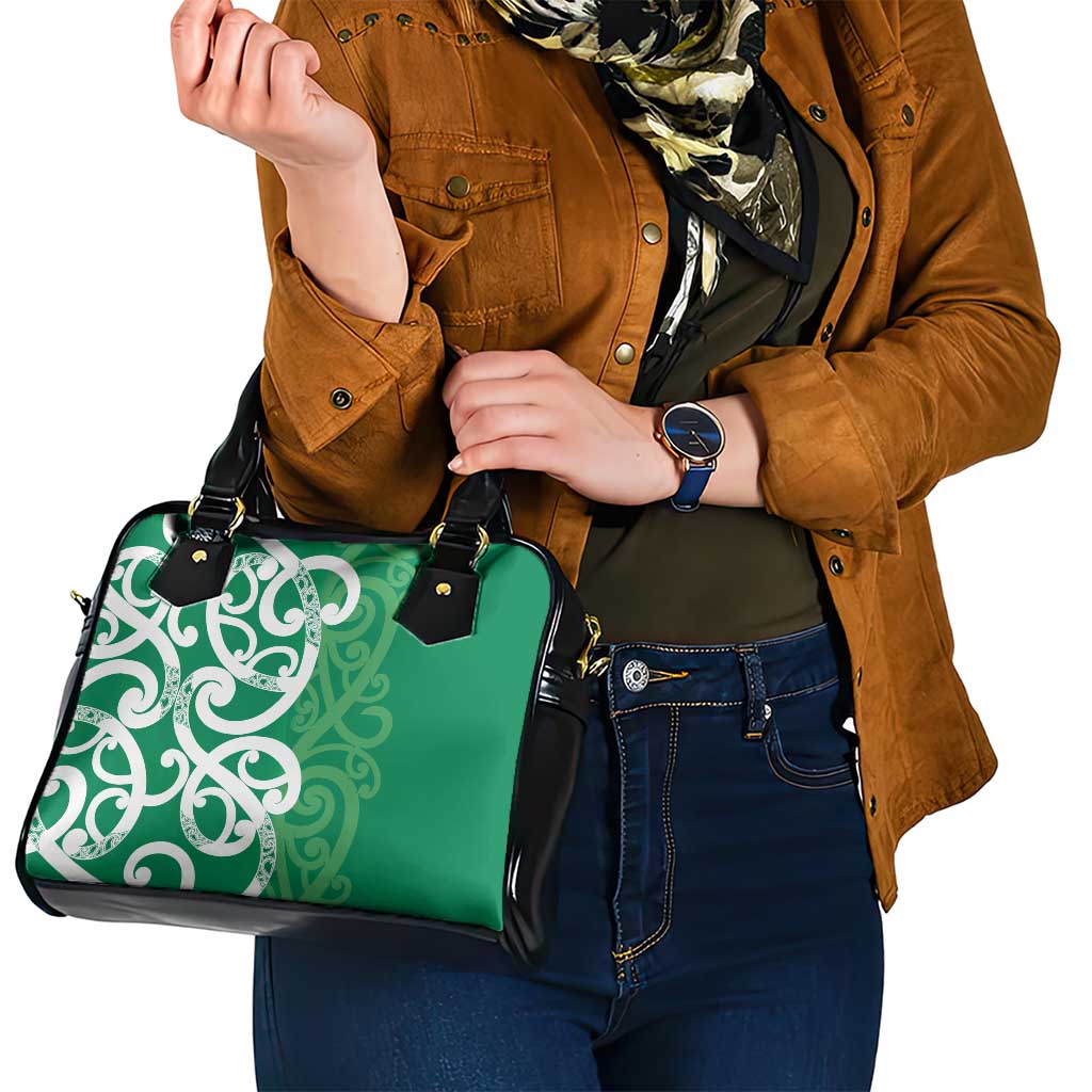 Pounamu Green Maori Shoulder Handbag Koru Kowhaiwhai - Polynesian Pride
