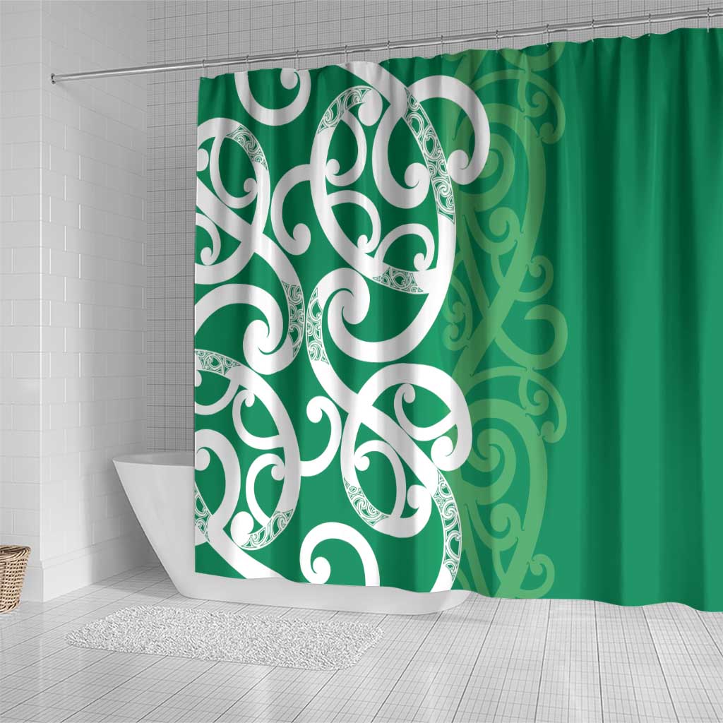 Pounamu Green Maori Shower Curtain Koru Kowhaiwhai - Polynesian Pride