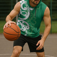 Pounamu Green Maori Sleeveless Hoodie Koru Kowhaiwhai - Polynesian Pride