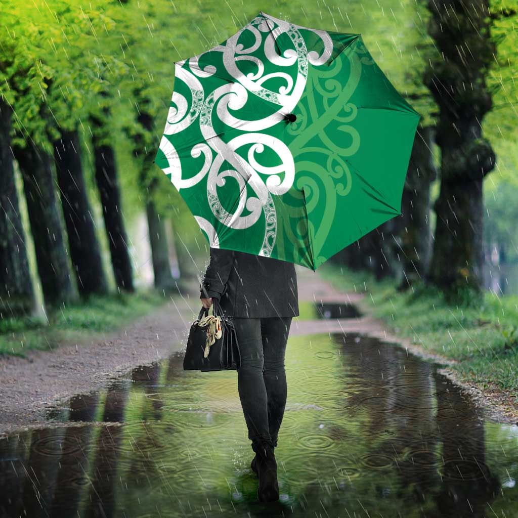 Pounamu Green Maori Umbrella Koru Kowhaiwhai - Polynesian Pride