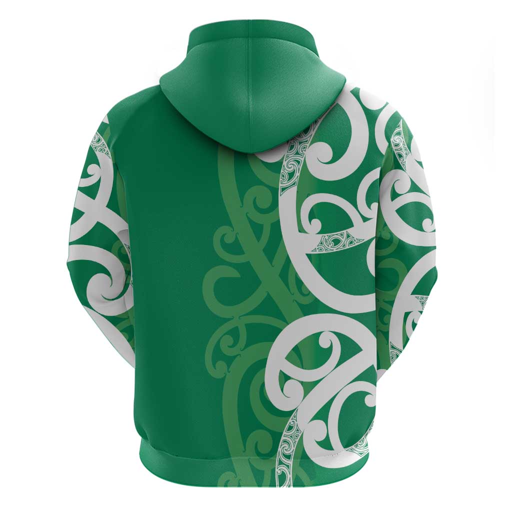 Pounamu Green Maori Zip Hoodie Koru Kowhaiwhai - Polynesian Pride