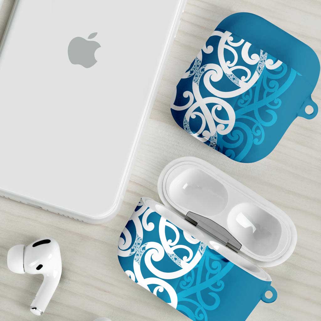 Azure Blue Maori AirPods Case Koru Kowhaiwhai - Polynesian Pride