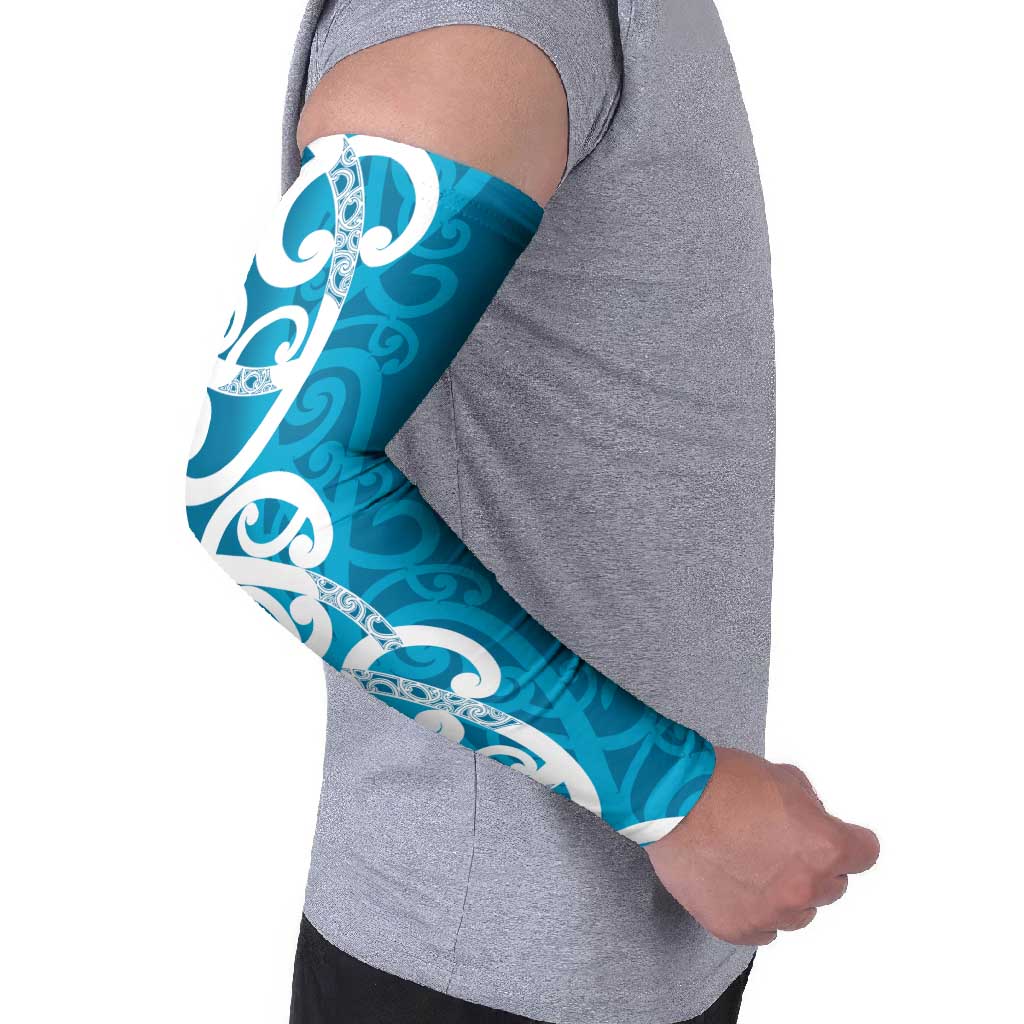 Azure Blue Maori Arm Sleeves Koru Kowhaiwhai - Polynesian Pride