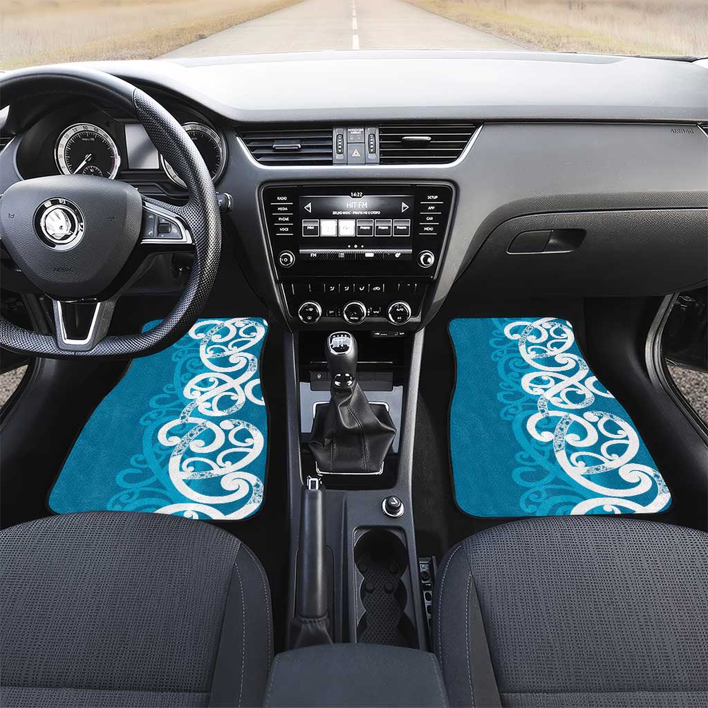 Azure Blue Maori Car Mats Koru Kowhaiwhai - Polynesian Pride