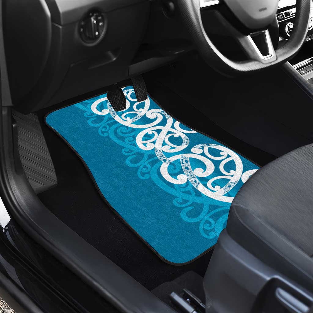 Azure Blue Maori Car Mats Koru Kowhaiwhai - Polynesian Pride