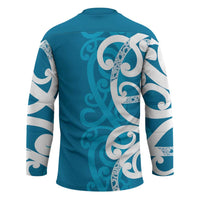 Azure Blue Maori Hockey Jersey Koru Kowhaiwhai - Polynesian Pride