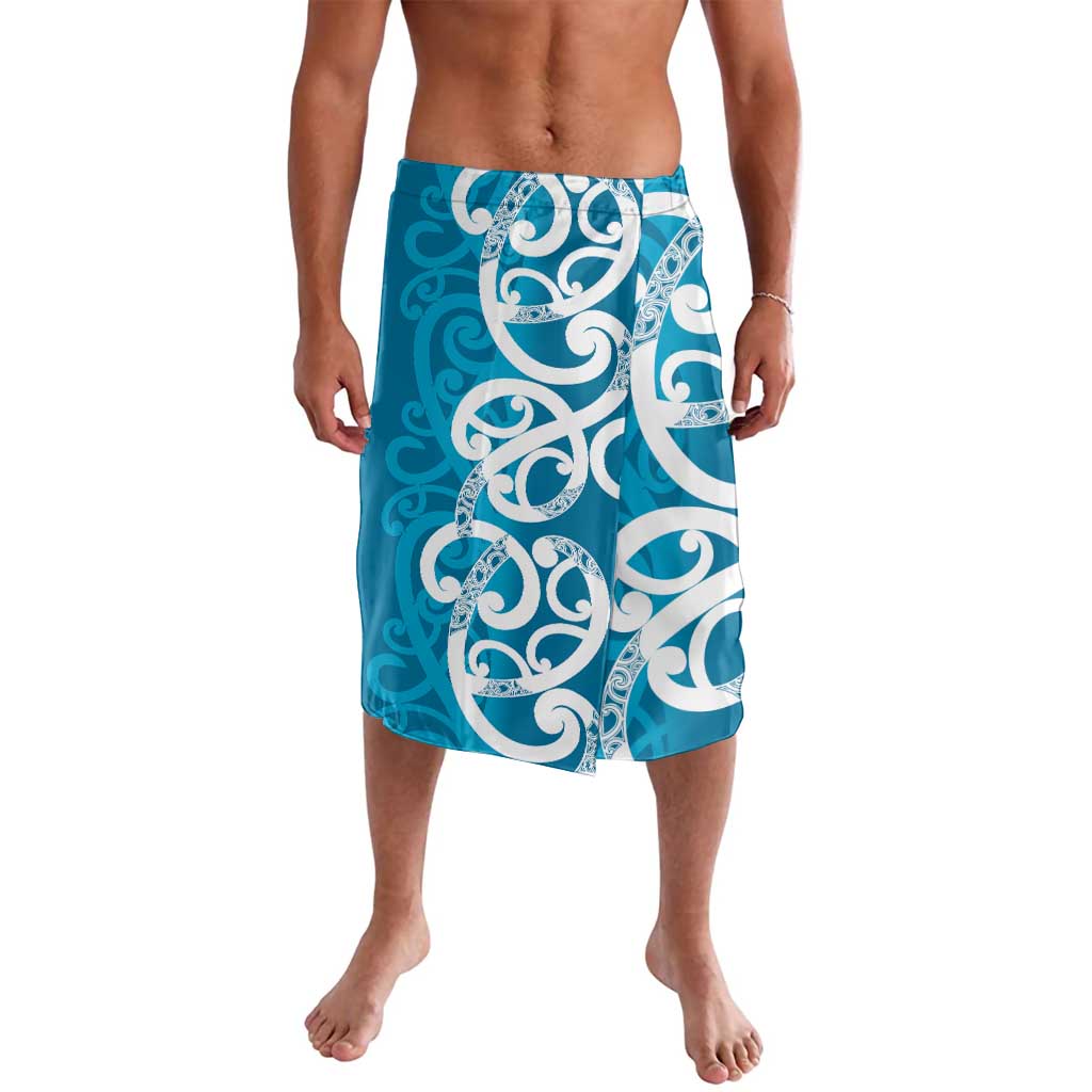 Azure Blue Maori Lavalava Koru Kowhaiwhai - Polynesian Pride