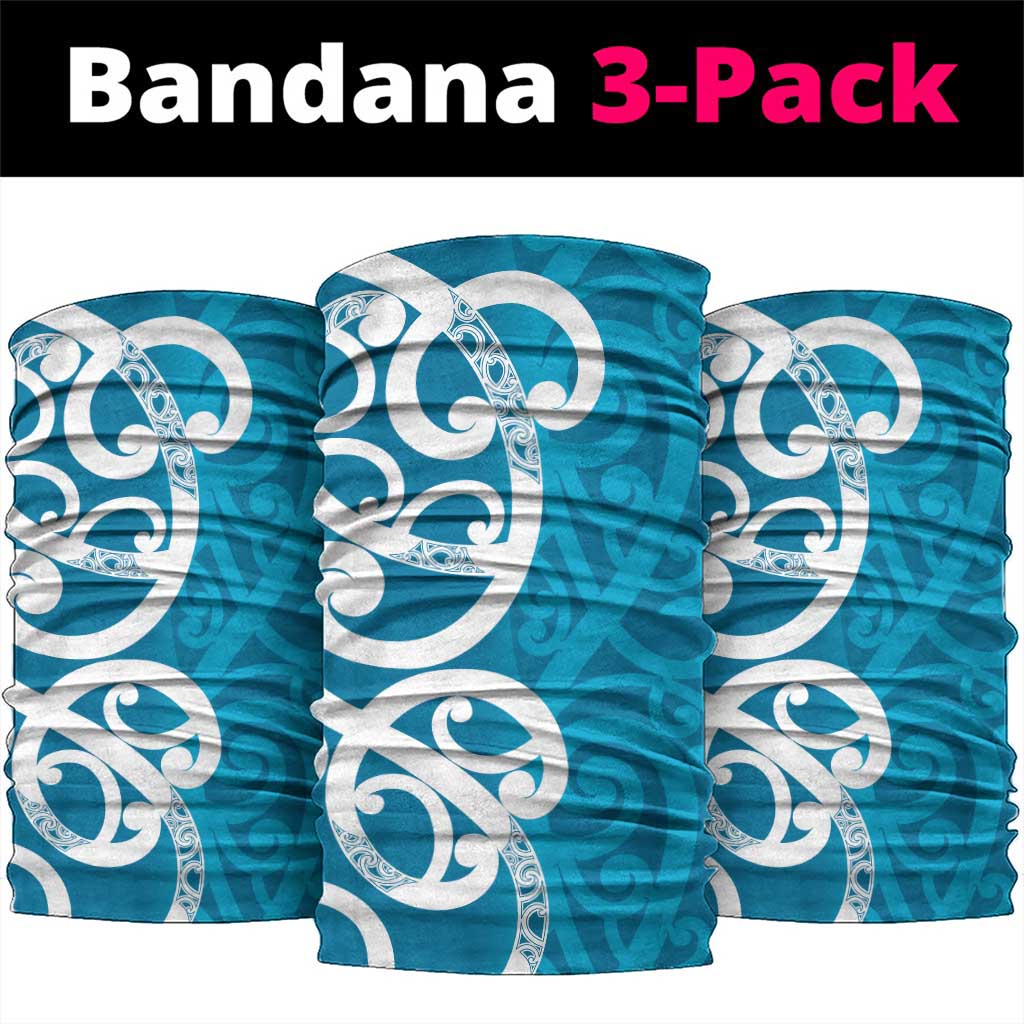 Azure Blue Maori Neck Gaiter Koru Kowhaiwhai - Polynesian Pride
