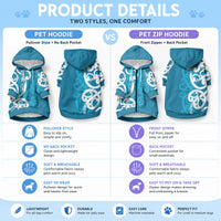Azure Blue Maori Pet Hoodie Koru Kowhaiwhai LT7 - Polynesian Pride