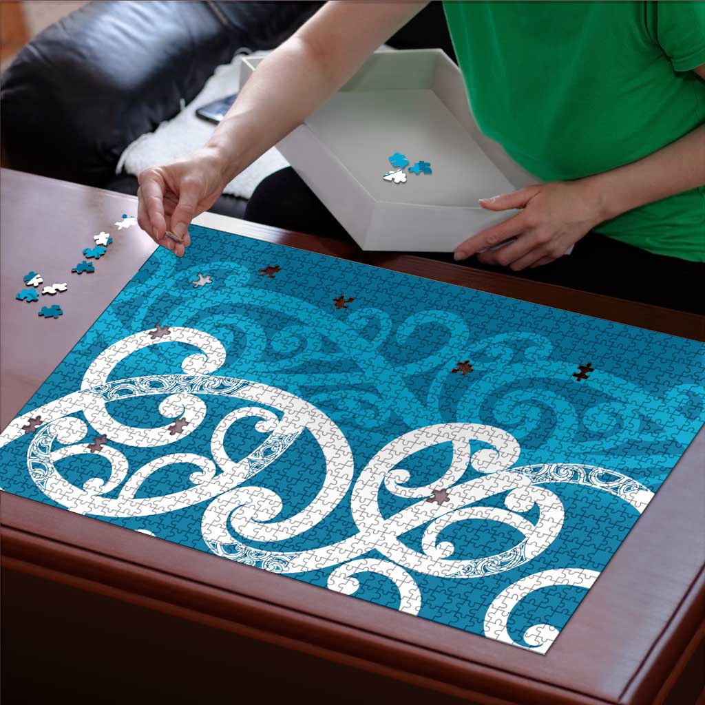 Azure Blue Maori Puzzle Koru Kowhaiwhai - Polynesian Pride