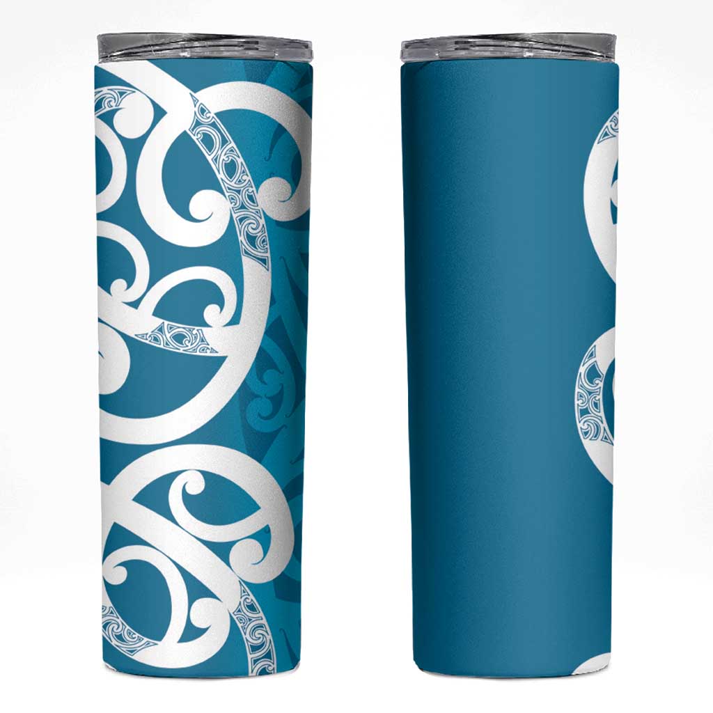 Azure Blue Maori Skinny Tumbler Koru Kowhaiwhai - Polynesian Pride