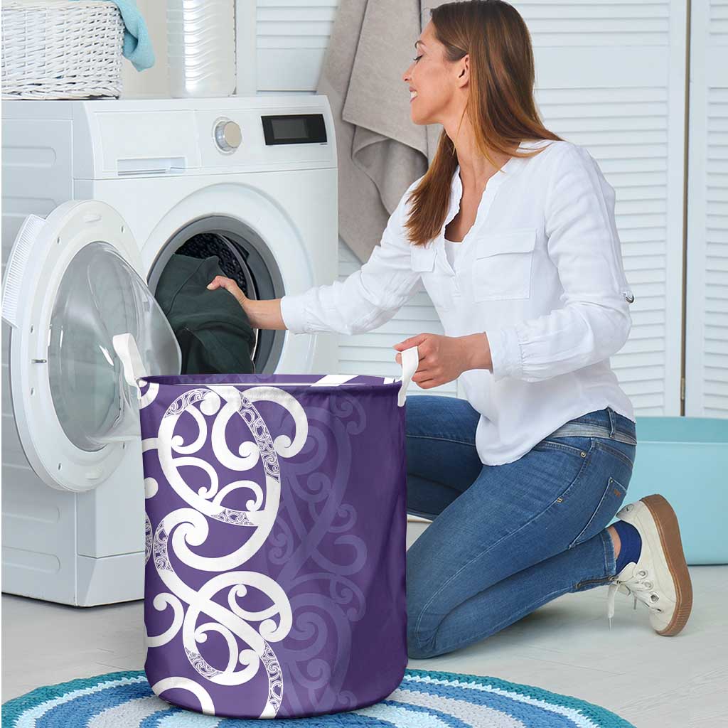 Violet Green Maori Laundry Basket Koru Kowhaiwhai - Polynesian Pride