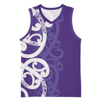 Violet Green Maori Basketball Jersey Koru Kowhaiwhai - Polynesian Pride