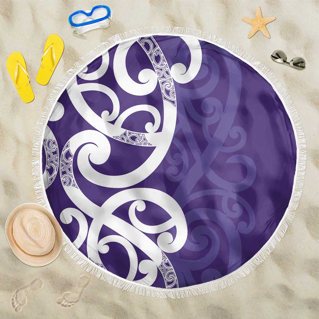 Violet Green Maori Beach Blanket Koru Kowhaiwhai - Polynesian Pride